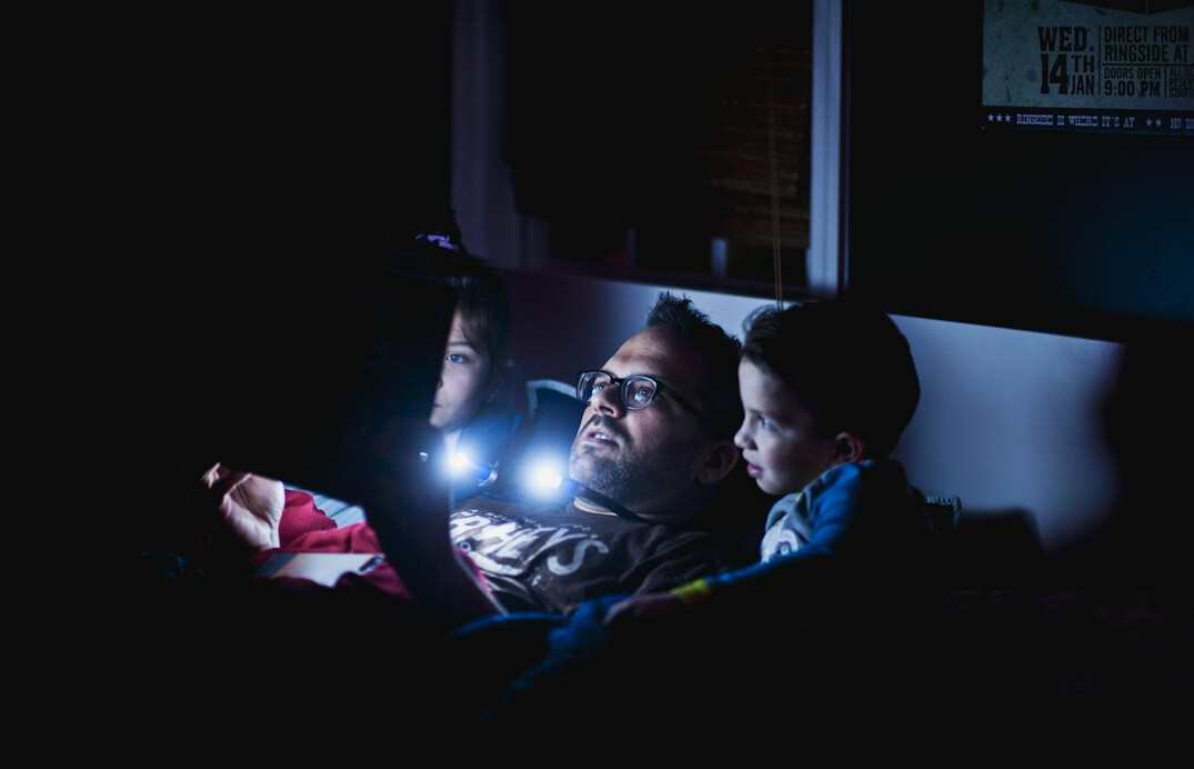 family watching smart tv
